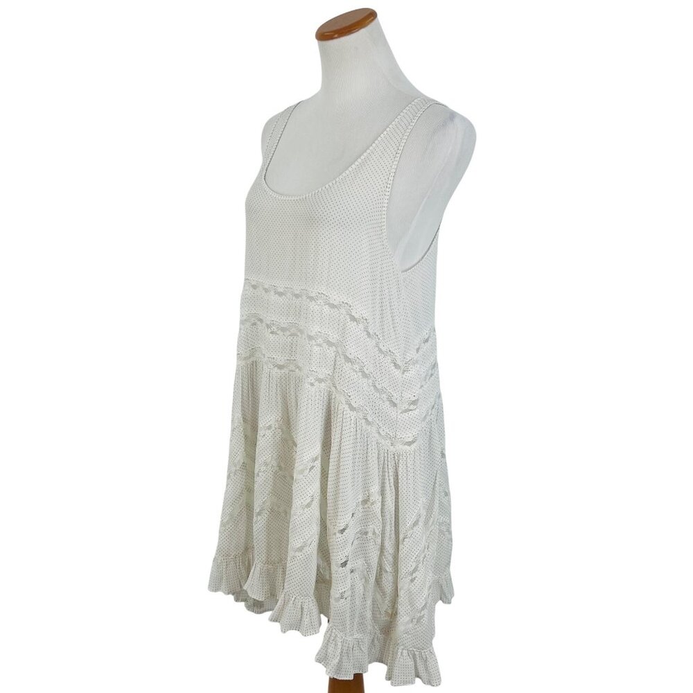 Free People White Voile & Lace Trapeze Slip Dress | Boho Cottagecore Grunge M - Picture 6 of 16